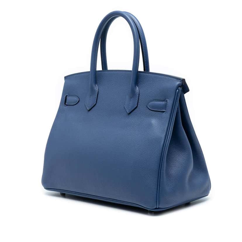 Hermès Togo Birkin Retourne 30 Blue Leather Good condition - Back View