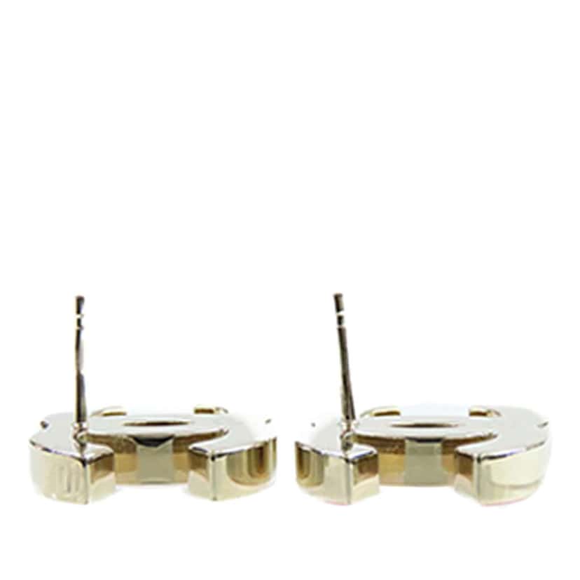 Chanel CC Enamel and Gold Plated Push Back Earrings Gold Metal Good condition - Inside View