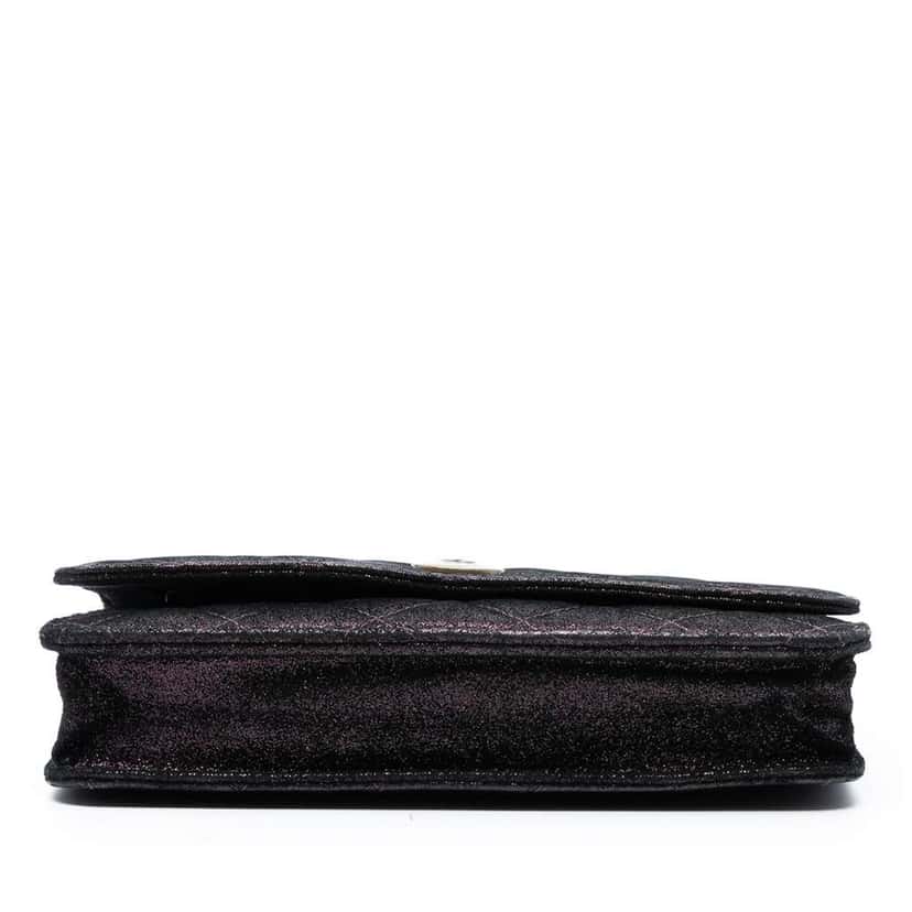 Chanel Quilted Iridescent Lambskin Tartan Button Wallet On Chain Purple Leather Good condition - Inside View