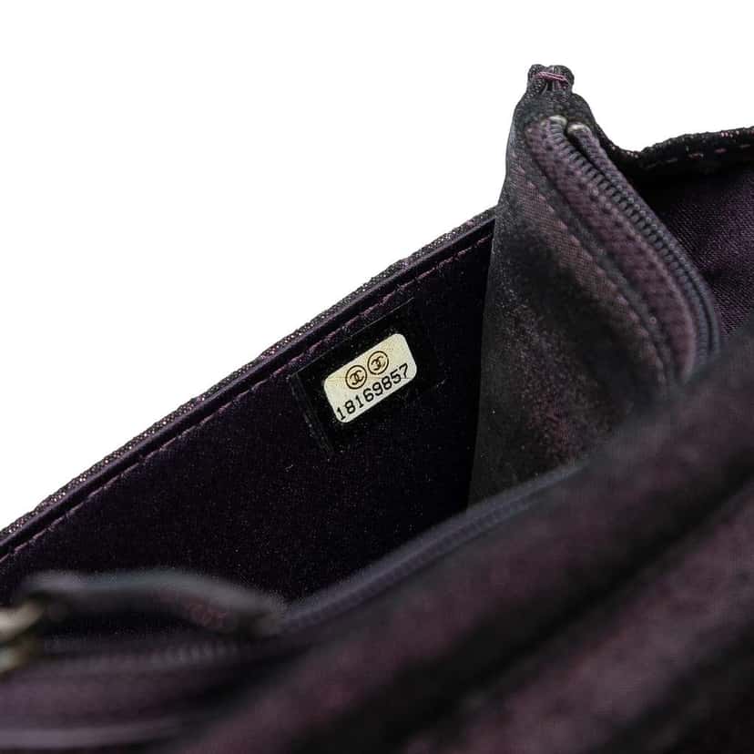 Chanel Quilted Iridescent Lambskin Tartan Button Wallet On Chain Purple Leather Good condition - Box View