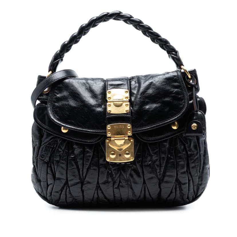 Miu Miu Matelasse Nappa Coffer Satchel Black Leather Good condition - Front View
