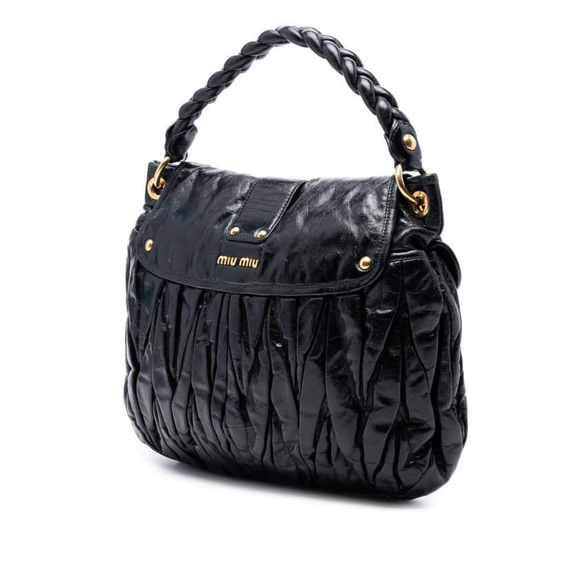 Miu Miu Matelasse Nappa Coffer Satchel Black Leather Good condition - Back View