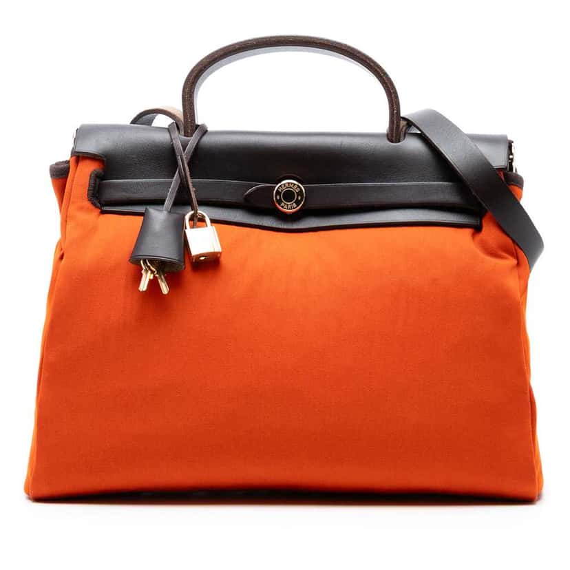 Hermès Toile Herbag Zip 31 Orange Canvas Very good condition - Front View