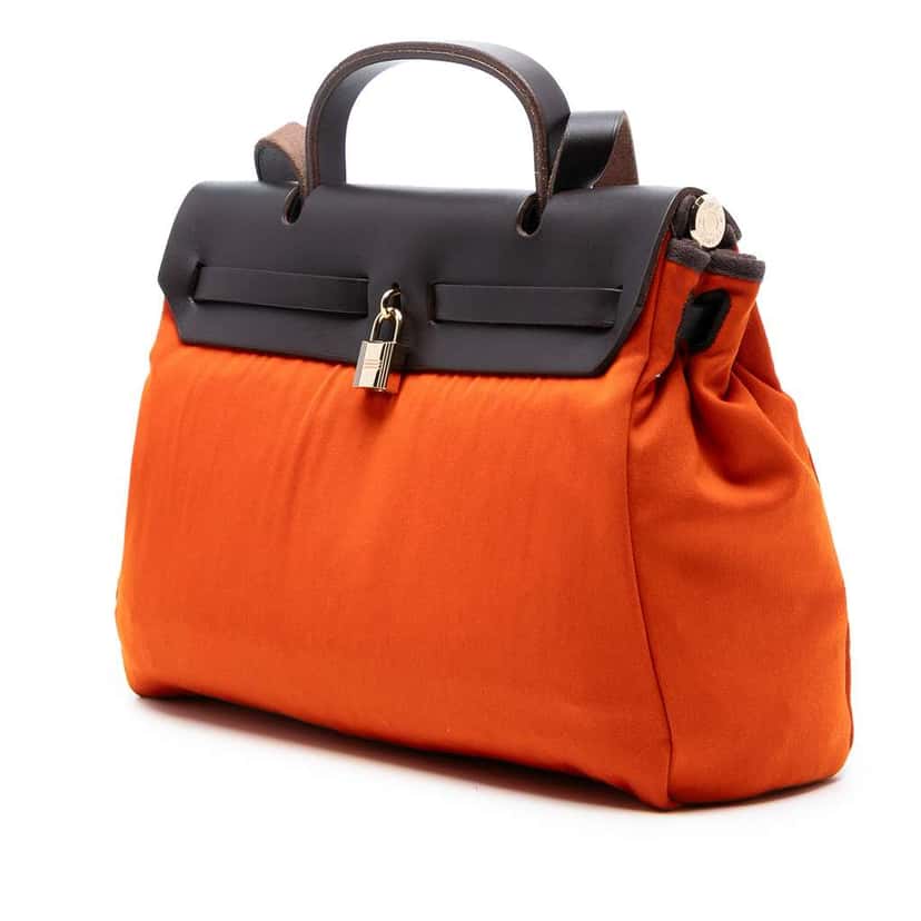 Hermès Toile Herbag Zip 31 Orange Canvas Very good condition - Back View