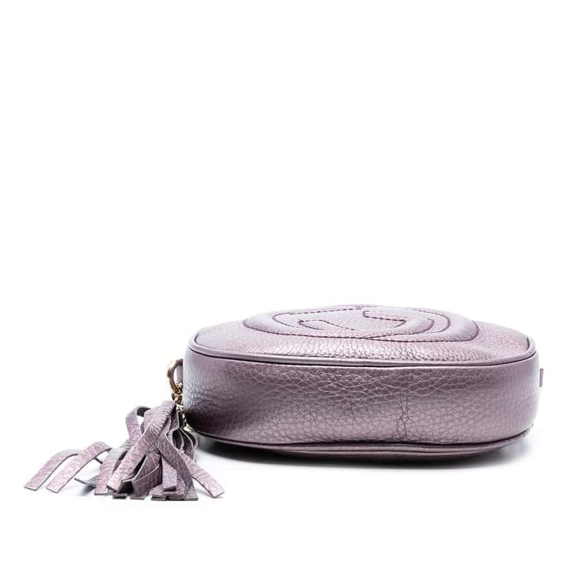 Gucci Mini Metallic Pebbled Calfskin Soho Chain Crossbody Purple Leather Very good condition - Inside View