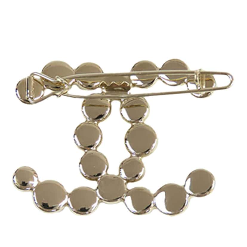 Chanel CC Gold Plated Beaded Barrette Gold Metal Good condition - Back View