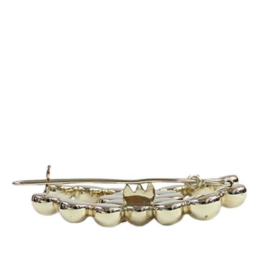 Chanel CC Gold Plated Beaded Barrette Gold Metal Good condition - Inside View