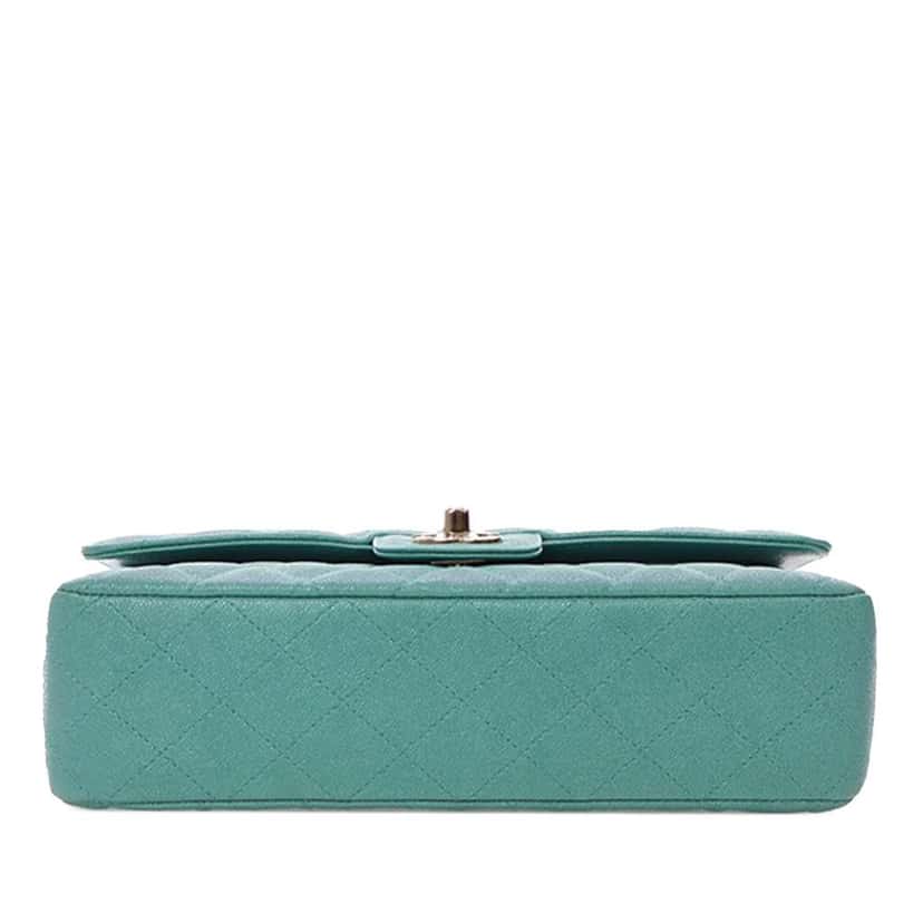 Chanel Medium Classic Iridescent Caviar Double Flap Blue Leather Good condition - Box View
