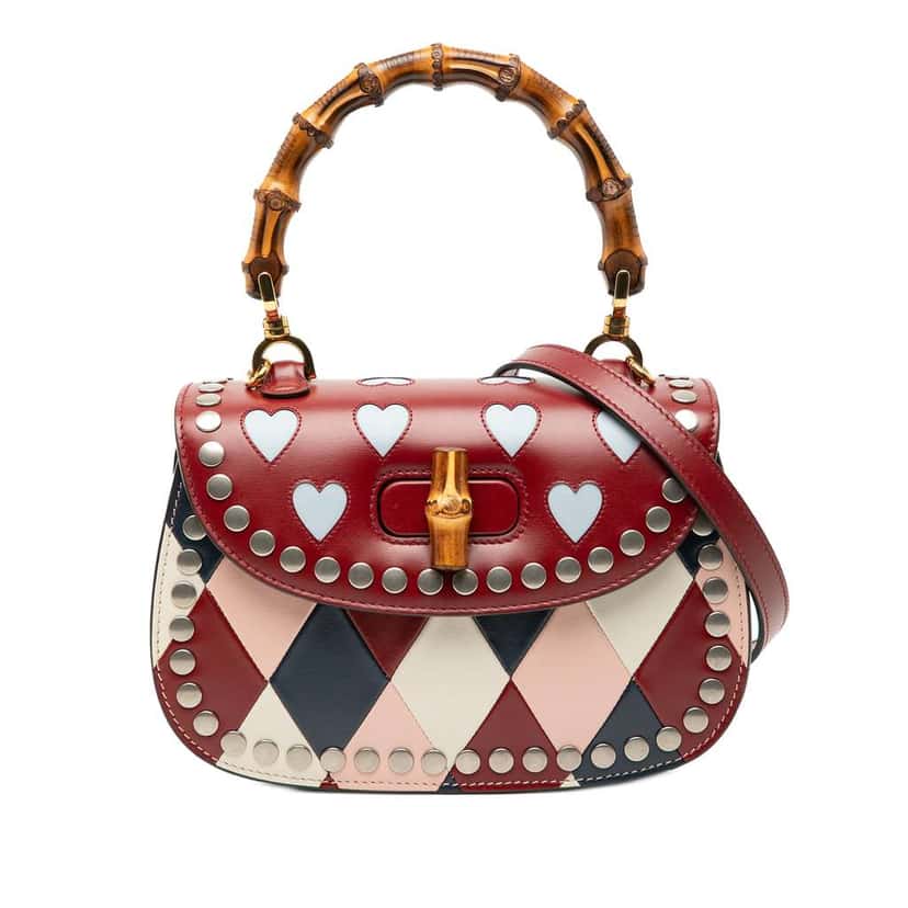 Gucci Small Calfskin Bamboo Lovelight 1947 Top Handle Bag Red Leather Good condition - Front View
