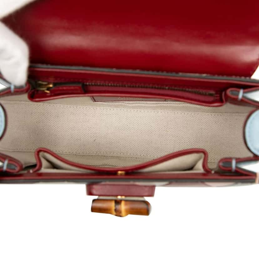 Gucci Small Calfskin Bamboo Lovelight 1947 Top Handle Bag Red Leather Good condition - Model View