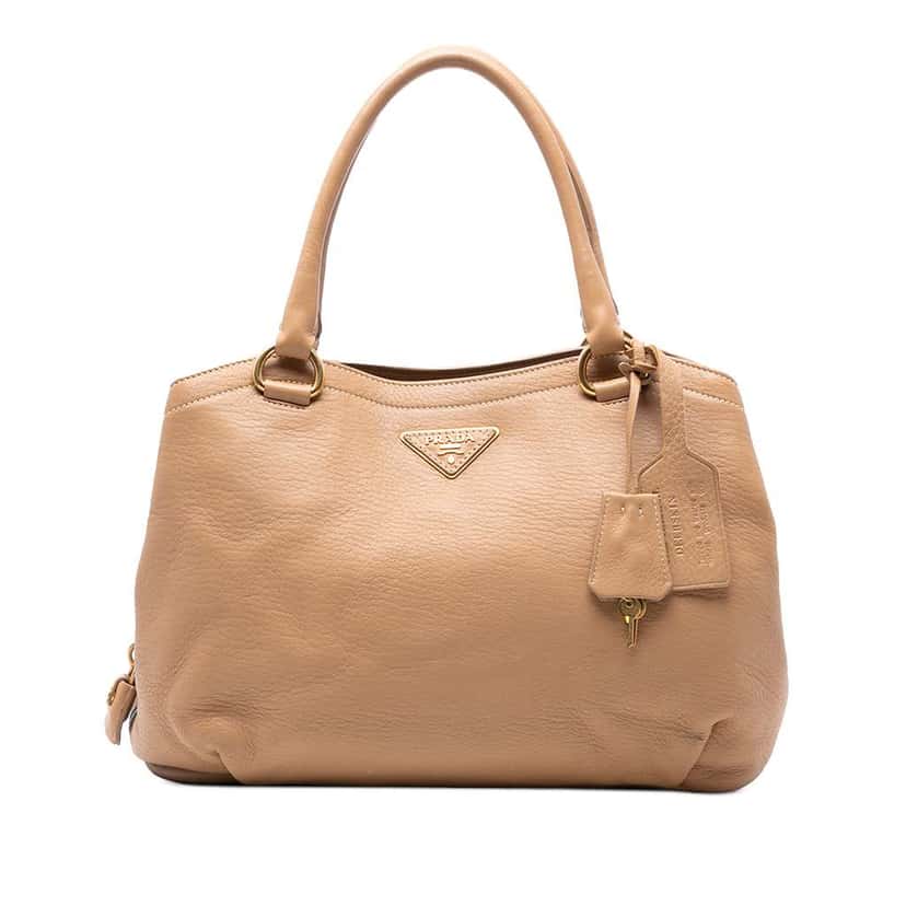 Prada Cervo Satchel Brown Leather Good condition - Front View