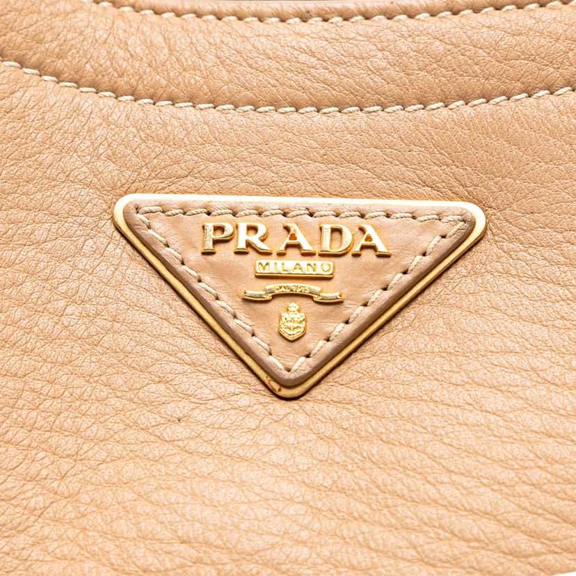 Prada Cervo Satchel Brown Leather Good condition - Box View
