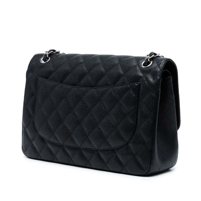 Chanel Jumbo Classic Caviar Double Flap Black Leather Good condition - Back View