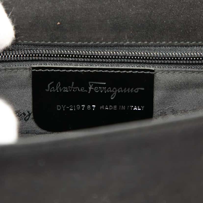 Salvatore Ferragamo Suede Satchel Black Leather Good condition - Box View