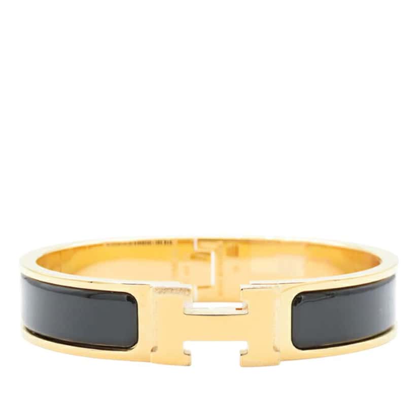 Hermès Narrow Enamel Clic H Bracelet PM Black Good condition - Front View