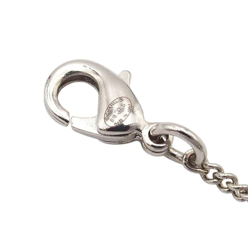 Chanel Silver Plated Crystal CC Logo Pendant Necklace Silver Metal Good condition - Box View