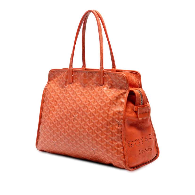 Goyard Goyardine Sac Hardy Pet Carrier PM Orange Canvas Good condition - Back View