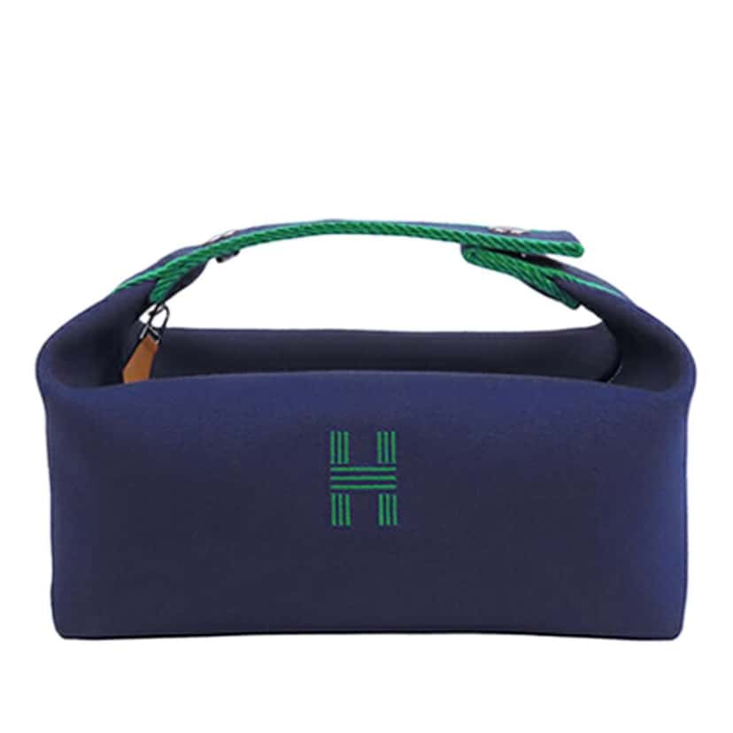 Hermès Small Toile Bride A Brac Case Blue Canvas Good condition - Front View