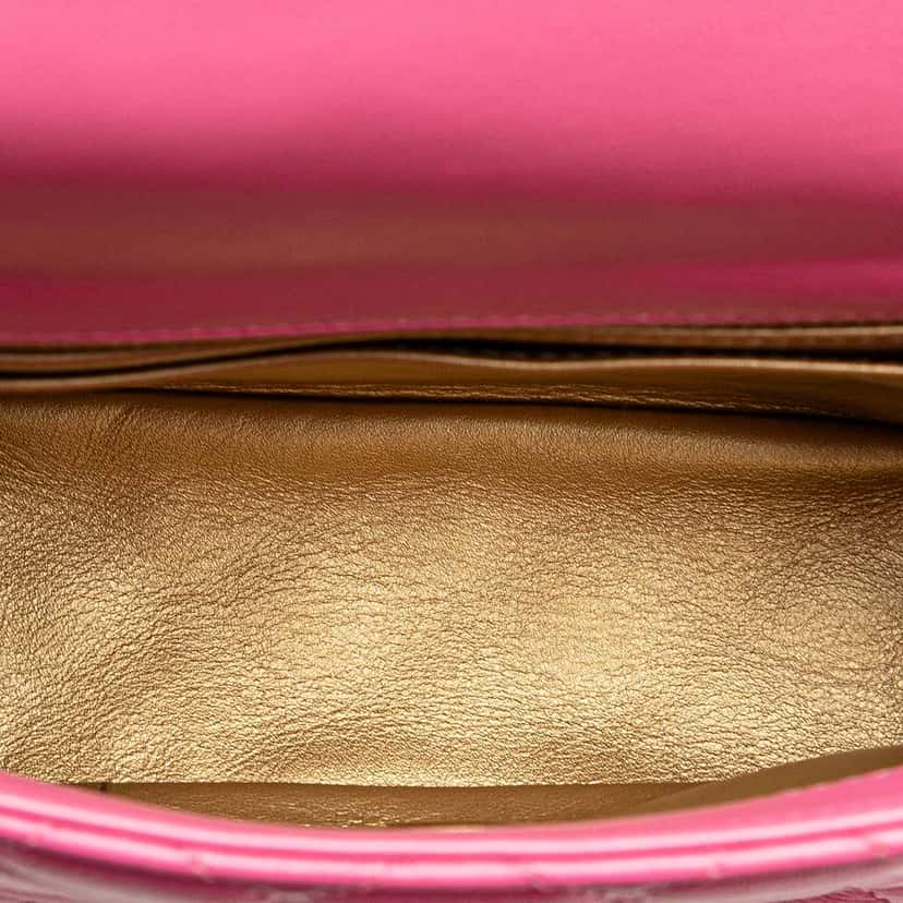 Chanel Mini Square Classic Lambskin Pearl Crush Single Flap Pink Leather Very good condition - Box View