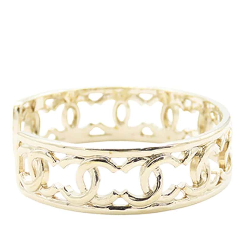 Chanel Gold Plated Multiple CC Cuff Bracelet S Gold Metal Good condition - Back View