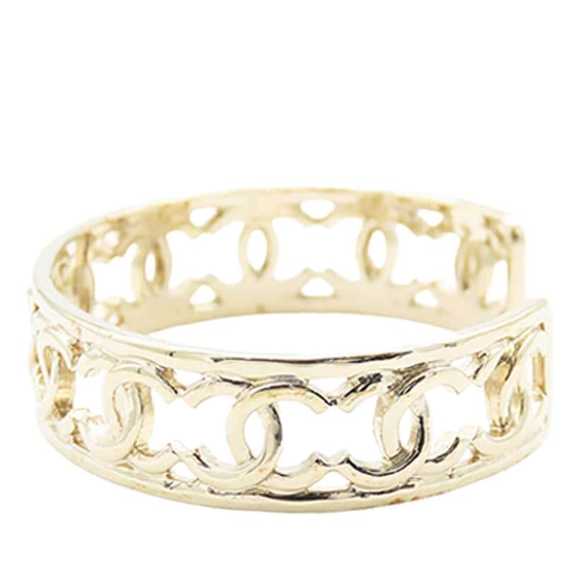 Chanel Gold Plated Multiple CC Cuff Bracelet S Gold Metal Good condition - Inside View
