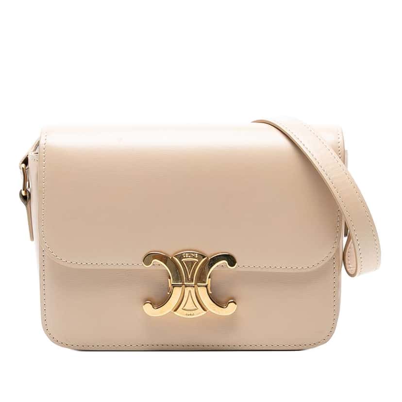 Celine Teen Shiny Calfskin Triomphe Crossbody Brown Leather Good condition - Front View