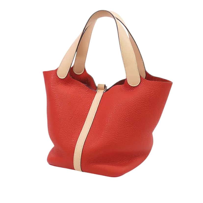 Hermès Bicolor Clemence and Swift Picotin Lock 22 Red Leather Good condition - Back View