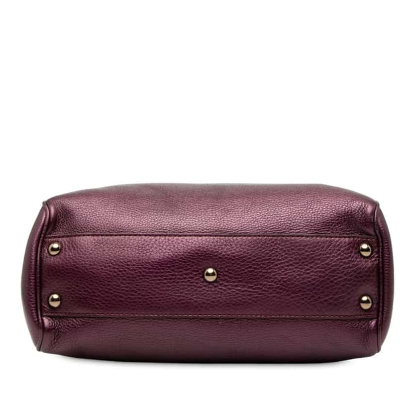 Gucci Small Metallic Calfskin Bamboo Shopper Satchel Purple Leather Good condition - Inside View