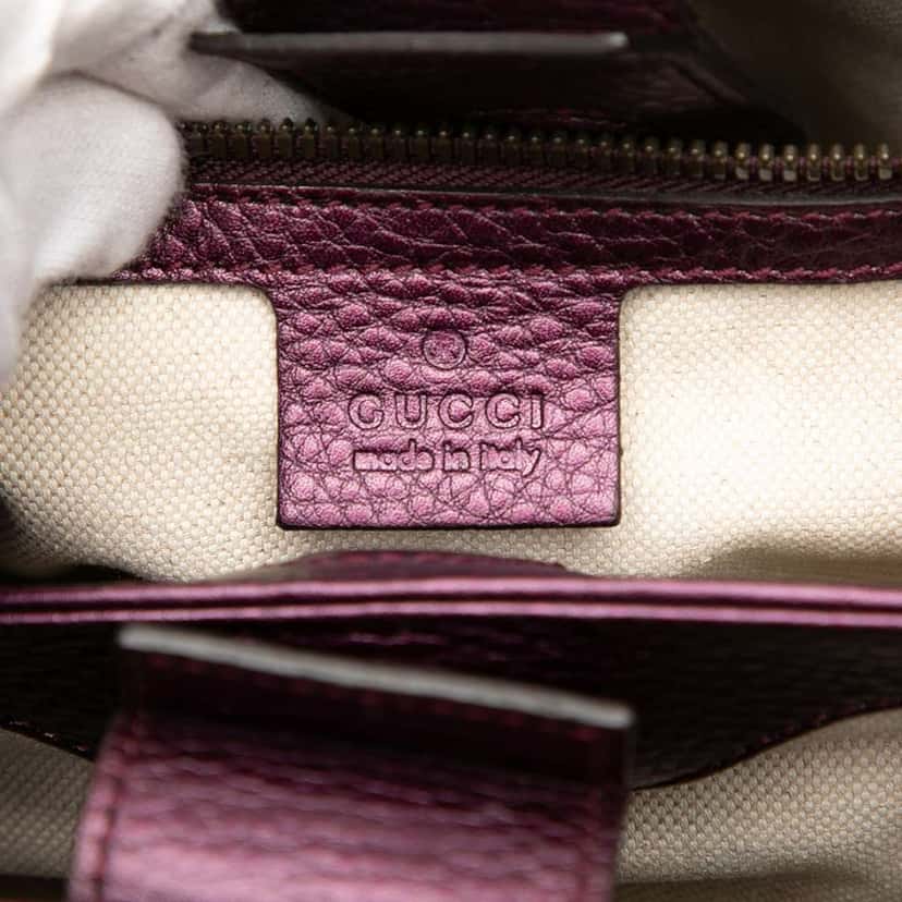 Gucci Small Metallic Calfskin Bamboo Shopper Satchel Purple Leather Good condition - Box View