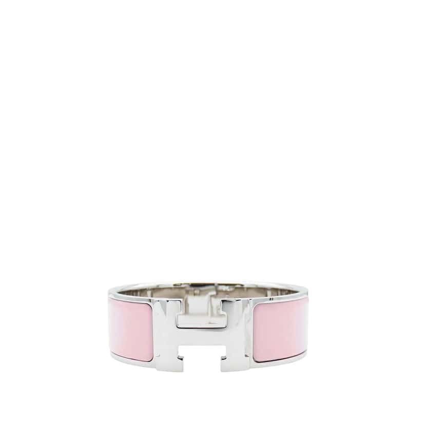 Hermès Wide Enamel Clic Clac H Bracelet PM Pink Good condition - Front View