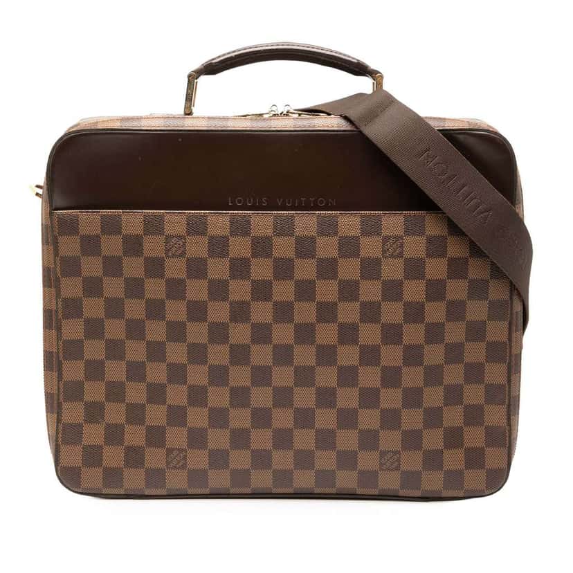 Louis Vuitton Damier Ebene Porte Ordinateur Sabana Brown Fair condition - Front View