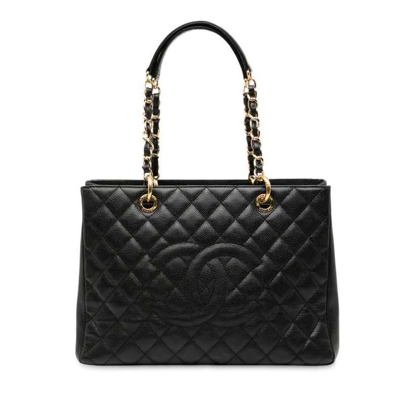 Chanel Caviar Grand Shopping Tote Black Leather Good condition - Front View
