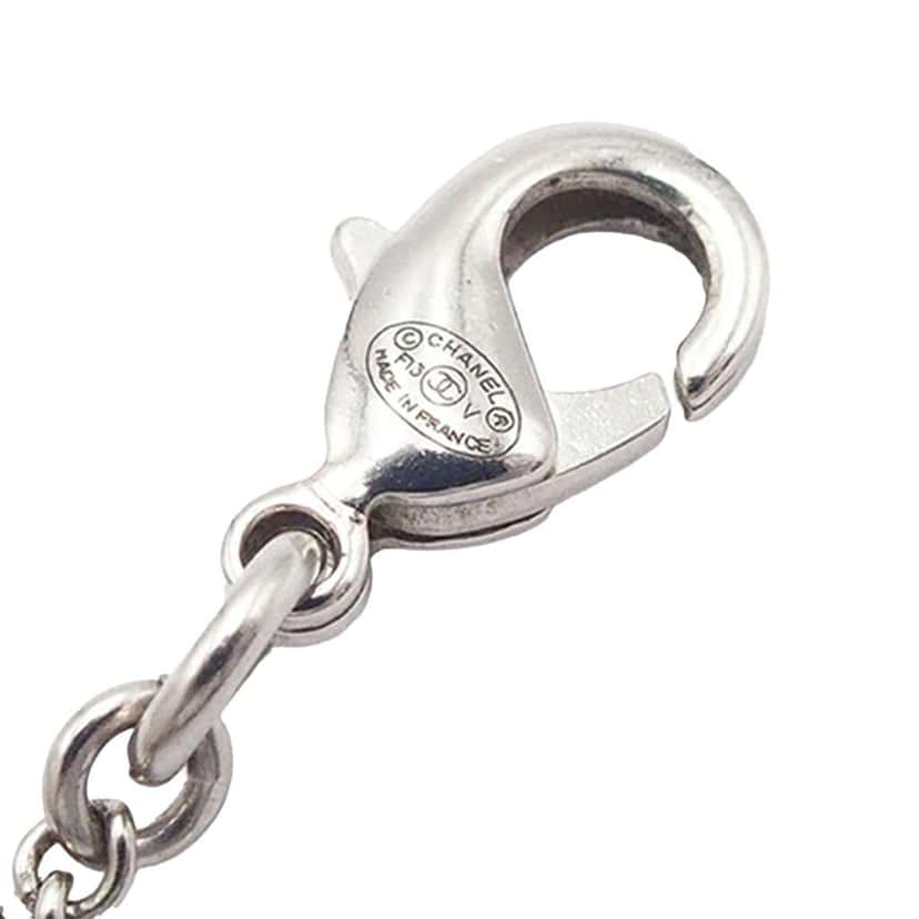 Chanel Rhinestones CC Pendant Necklace Silver Brass Good condition - Box View