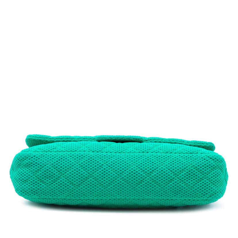 Chanel Medium Classic Mesh Single Flap Green Polyester Good condition - Inside View