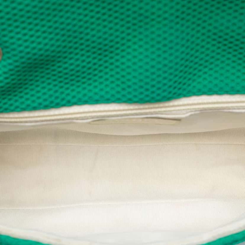 Chanel Medium Classic Mesh Single Flap Green Polyester Good condition - Model View