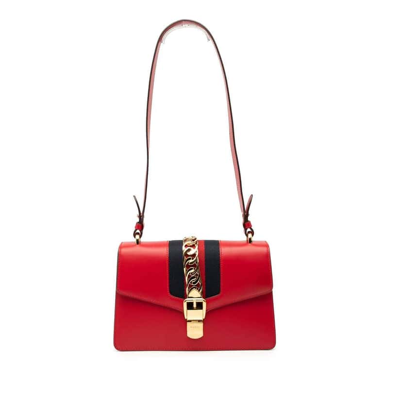 Gucci Small Leather Sylvie Web Satchel Red Leather Good condition - Front View