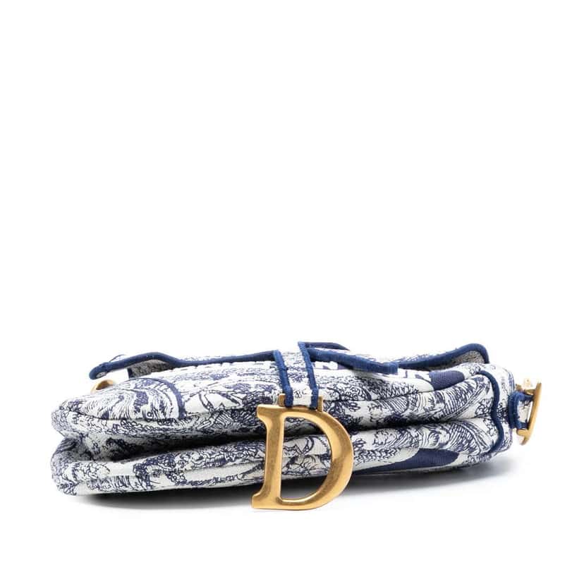 Dior Canvas Embroidered Toile de Jouy Saddle Bag Blue Canvas Good condition - Inside View
