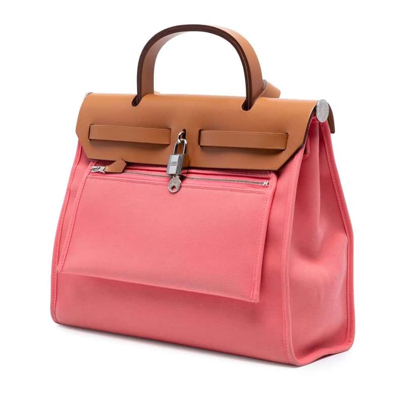 Hermès Toile Herbag Zip 31 Pink Canvas Good condition - Back View