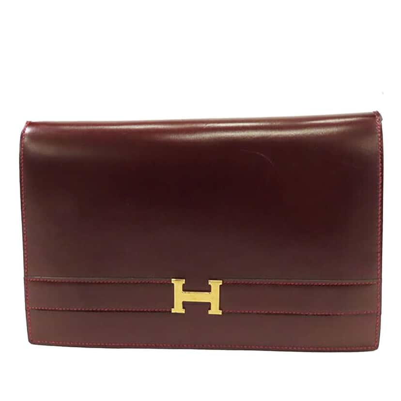 Hermès Box Calf Annie Red Leather Good condition - Front View