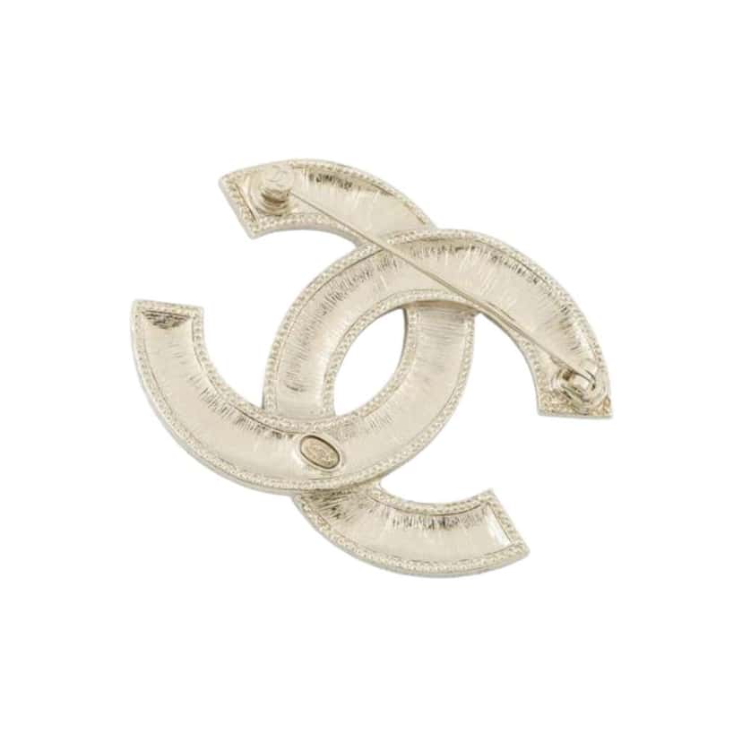Chanel Gold Plated CC Rhinestone Rainbow Brooch Gold Metal Good condition - Inside View