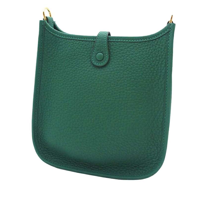 Hermès Clemence Evelyne TPM Green Leather Very good condition - Back View