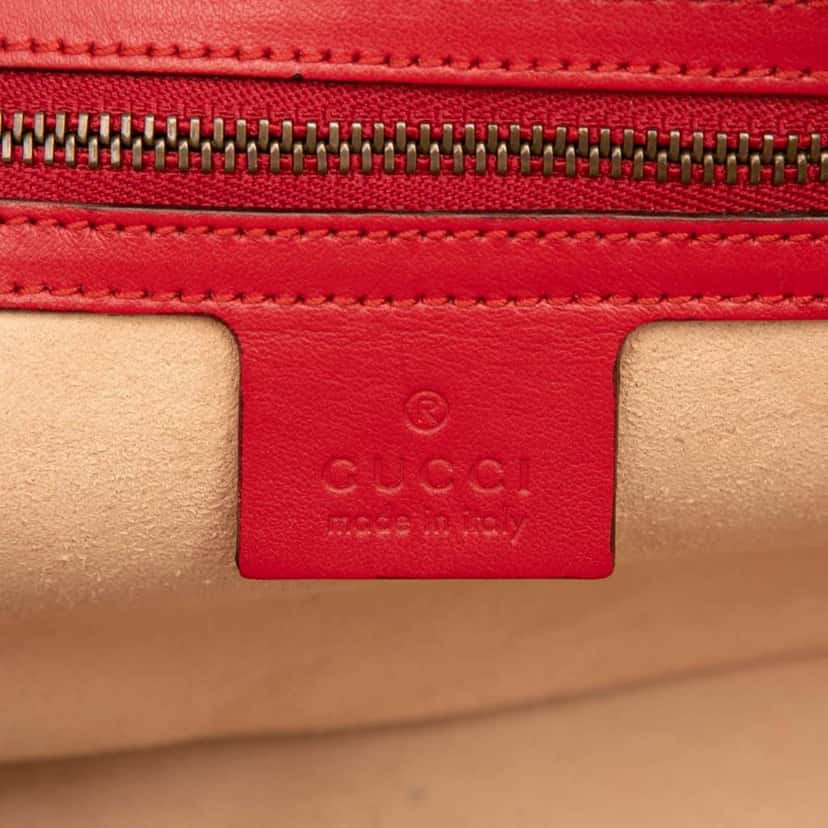 Gucci Small GG Marmont Matelasse Leather Sylvie Top Handle Satchel Red Leather Good condition - Box View