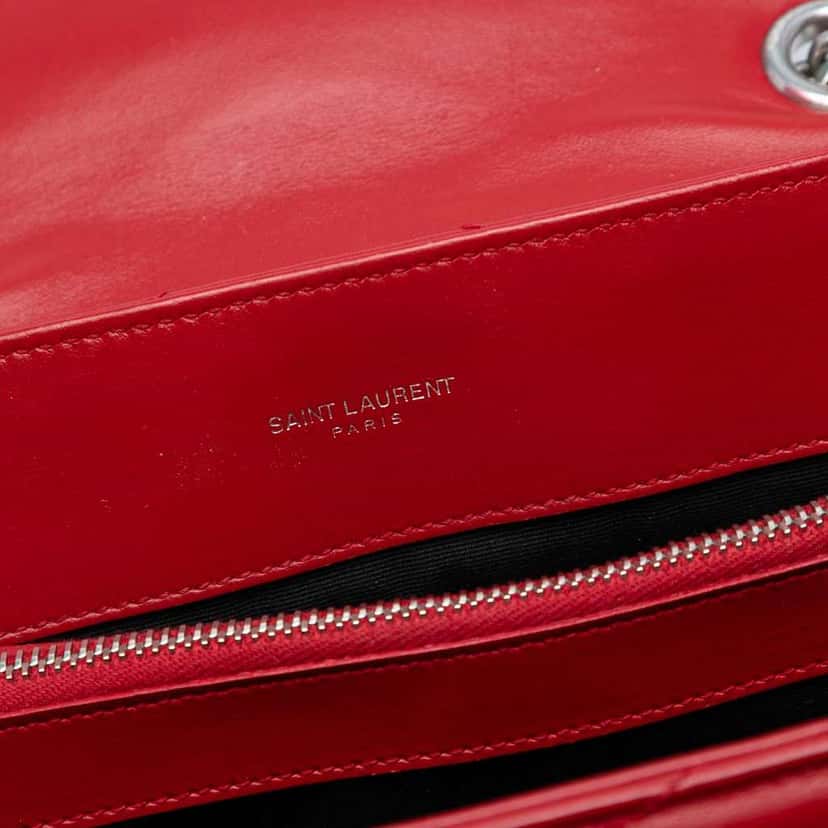 Saint Laurent Medium Leather Monogram Matelasse LouLou Bag Red Leather Good condition - Box View