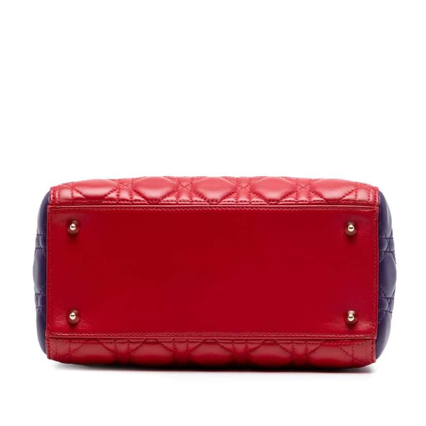Dior Medium Tricolor Lambskin Cannage Lady Dior Red Leather Good condition - Inside View