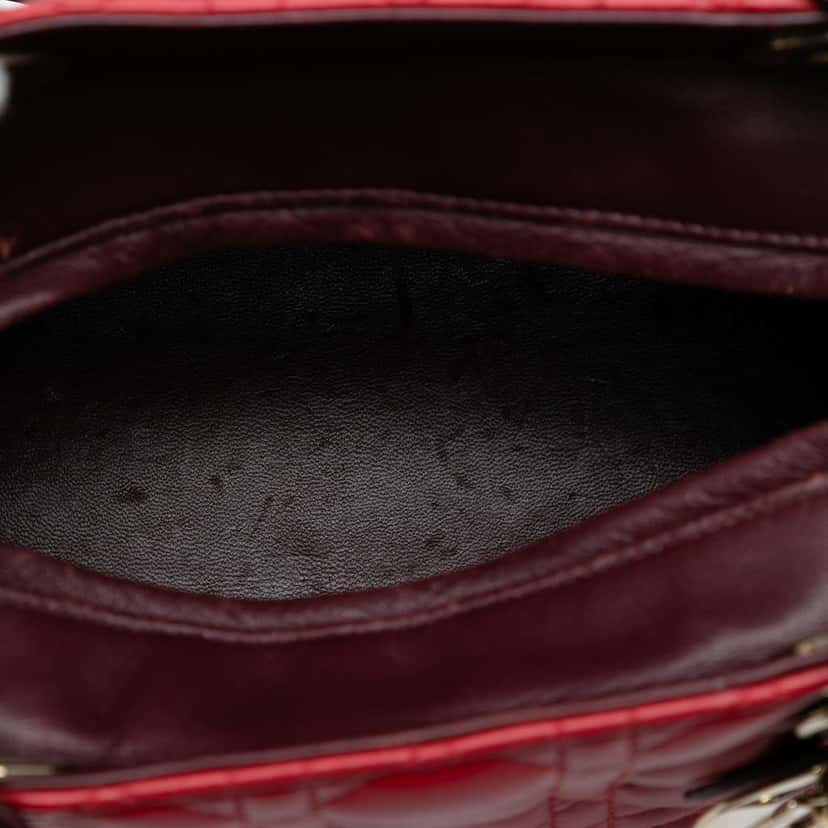 Dior Medium Tricolor Lambskin Cannage Lady Dior Red Leather Good condition - Model View