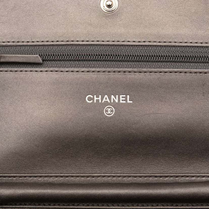 Chanel CC Metallic Caviar Wallet on Chain Black Leather Good condition - Box View
