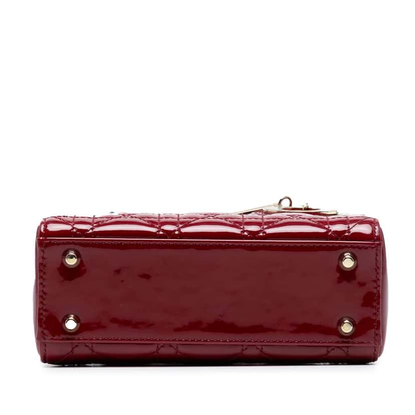 Dior Mini Patent Cannage Lady Dior Red Leather Good condition - Inside View