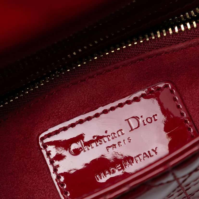 Dior Mini Patent Cannage Lady Dior Red Leather Good condition - Box View