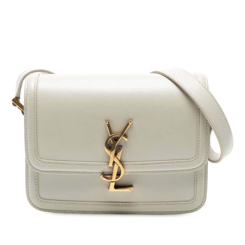 Saint Laurent Small Calfskin Solferino Satchel In Box White Leather Good condition - Front View