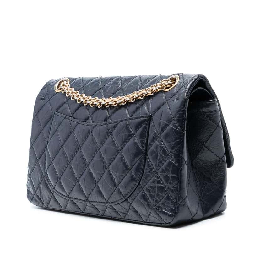 Chanel Reissue 2.55 Quilted Aged Calfskin Double Flap 225 Black Leather Good condition - Back View